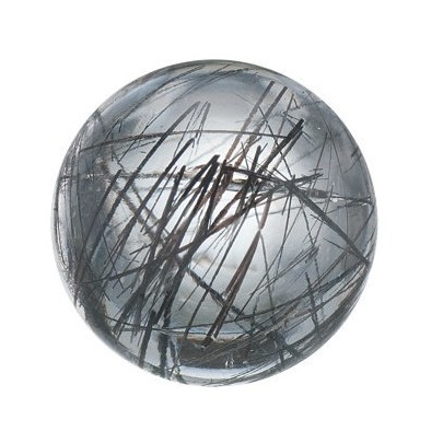 Quartz turmalinovaný čierne ihly okrúhly 6 mm 1,1ct Kabošon KRRKAATU-6