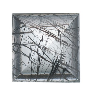 Quartz turmalinovaný čierne ihly štvorec 10 x 10 mm 5,32ct Kabošon KRPKAATU-10