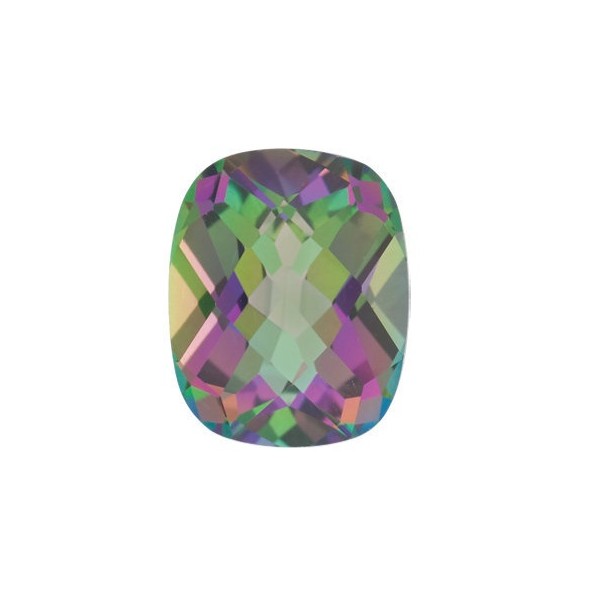 Topás Green mystic antický cushion 12 x 10 mm 6,6ct Checkerboard cut TPUCAAGR-12