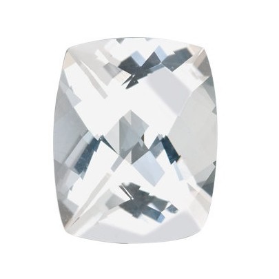 Topás biely antický cushion 10 x 8 mm 3,5ct Checkerboard cut TPUCFC-10