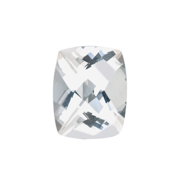 Topás biely antický cushion 10 x 8 mm 3,5ct Checkerboard cut TPUCFC-10