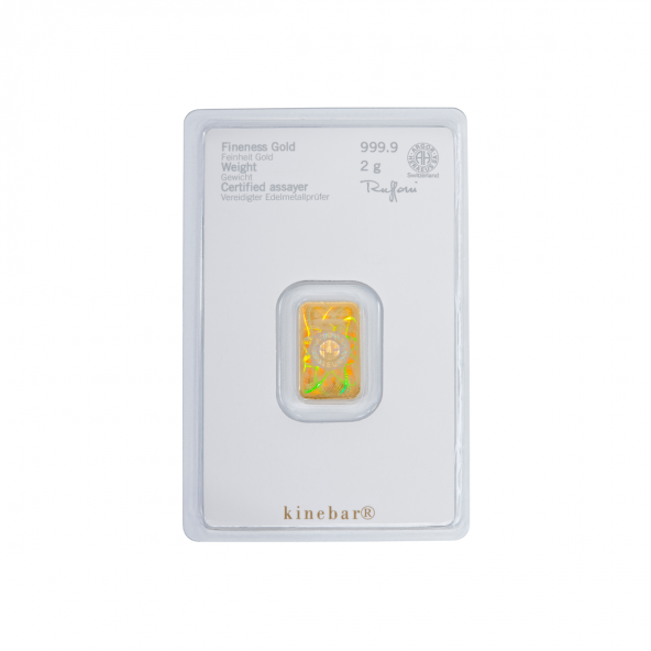 Investičná zlatá tehla 2 g razená Kinebar Heraeus 87892702 (3)