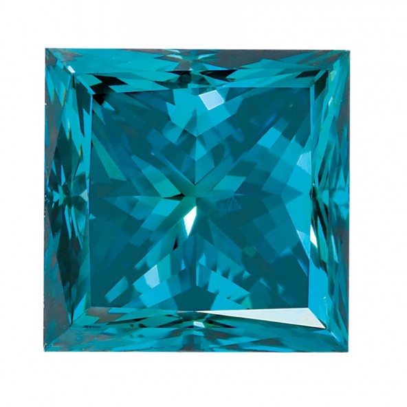 Prírodný diamant teal modrý štvorec 4,5 x 4,5 mm 0,5ct Princess cut BIPPL11TE-4,5