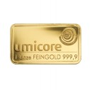 Investičná zlatá tehla 1 oz , Umicore , rýdzosť: 999,9 , razená , Belgicko , plastový obal , rozmery: 42 x 24 x 1,7mm ,0% - oslobodené od DPH , LBMA: áno , Garancia výkupu: garantujeme