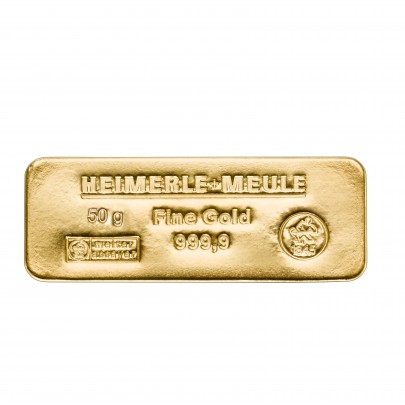 Investičná zlatá tehla 50 g rakva Heimerle+Meule 81016101