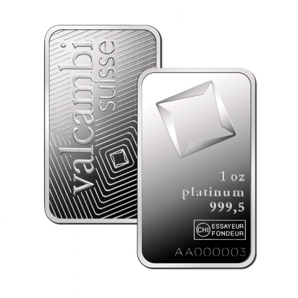 Investičná platinová tehla 31,1 g razená Valcambi 80151