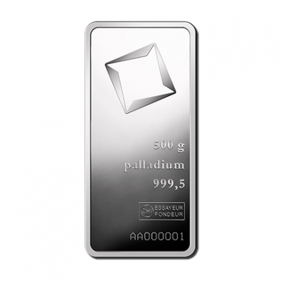 Investičná palladium tehla 500 g razená Valcambi 80104
