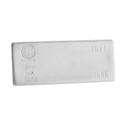 Investičná strieborná tehla 15000 g liata Argor Heraeus 80012