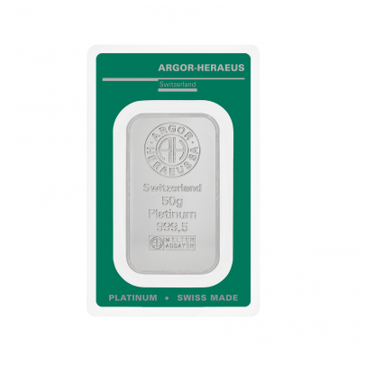 Investičná platinová tehla 50 g razená Argor Heraeus 80256 (2)