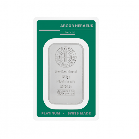 Investičná platinová tehla 50 g razená Argor Heraeus 80256 (2)