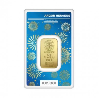 Investičná zlatá tehla 10 g razená Argor Heraeus lunar Zajac 2