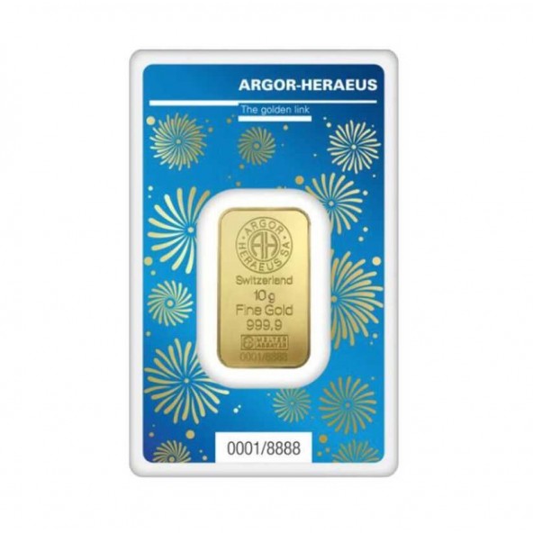 Investičná zlatá tehla 10 g razená Argor Heraeus lunar Zajac 2