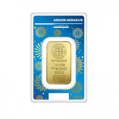 Investičná zlatá tehla 1oz razená Argor Heraeus lunar Zajac 1 2