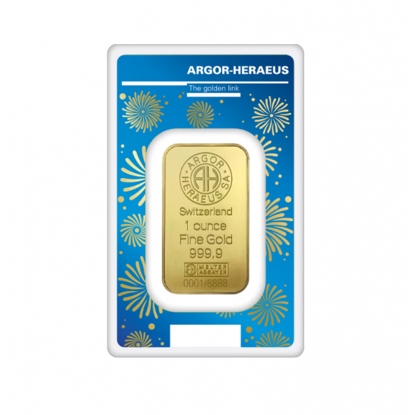Investičná zlatá tehla 1oz razená Argor Heraeus lunar Zajac 2