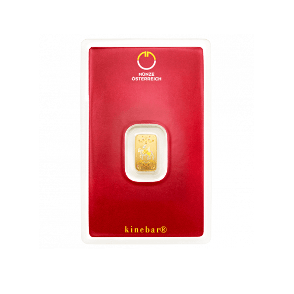 Investičná zlatá tehla 1 g razená Kinebar Münze Österreich 86100001 (3)