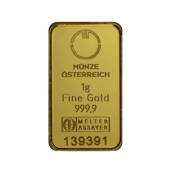 Investičná zlatá tehla 1 g razená Kinegram Münze Österreich 86100001