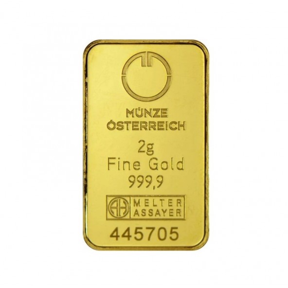 Investičná zlatá tehla 2 g razená Münze Österreich 86100002