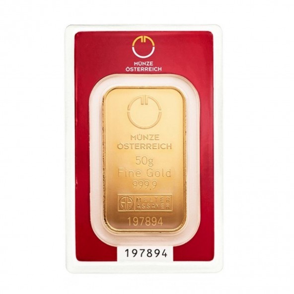Investičná zlatá tehla 50 g razená Münze Österreich 86100050 (2)