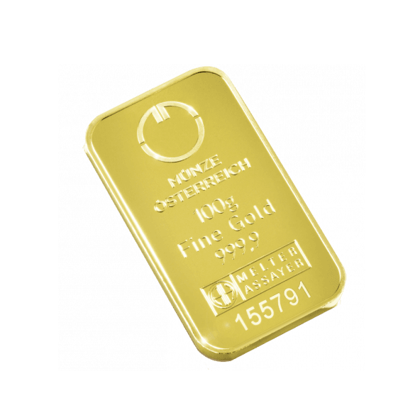 Investičná zlatá tehla 100 g razená Münze Österreich 86100100 (3)