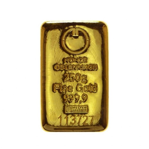 Investičná zlatá tehla 250 g liata Münze Österreich 86100250