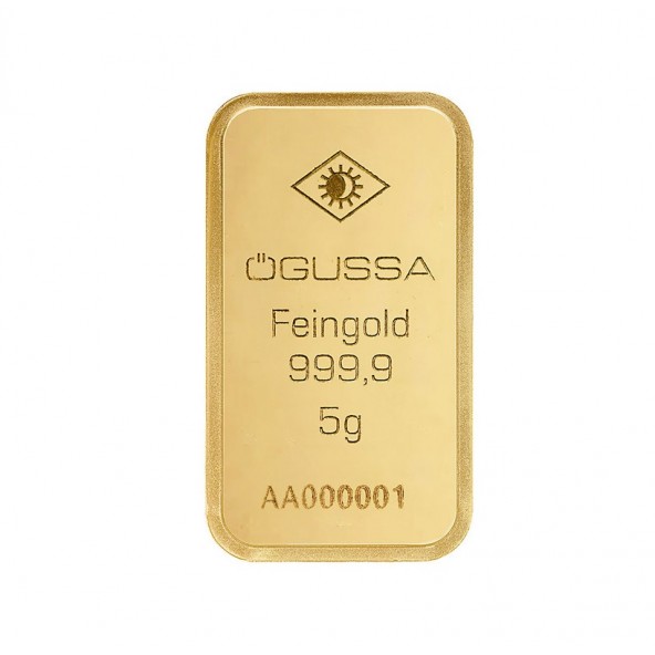 Investičná zlatá tehla 5 g razená Ögussa 1000BPV0005OG