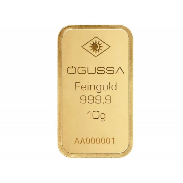Investičná zlatá tehla 10 g razená Ögussa 1000BPV0010OG