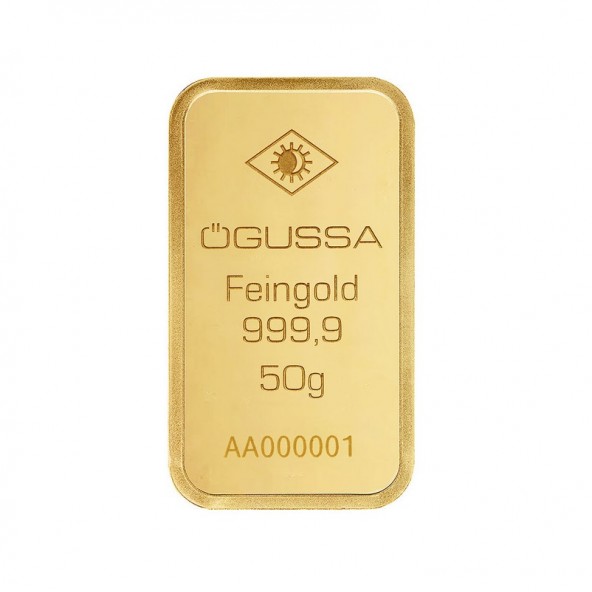 Investičná zlatá tehla 50 g razená Ögussa 1000BPV0050OG