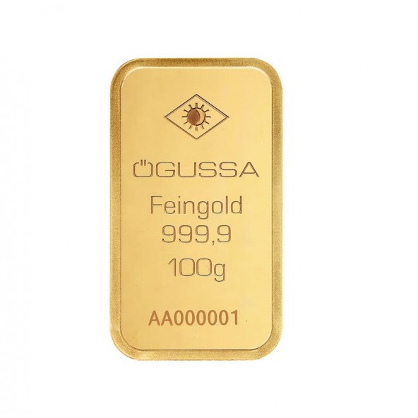 Investičná zlatá tehla 100 g razená Ögussa 1000BPV0100OG
