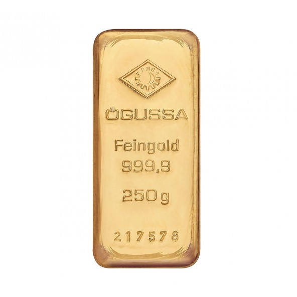Investičná zlatá tehla 250 g liata Ögussa 1000BGV0250OG