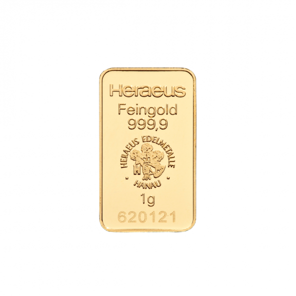 Investičná zlatá tehla 1 g razená Heraeus 87892001