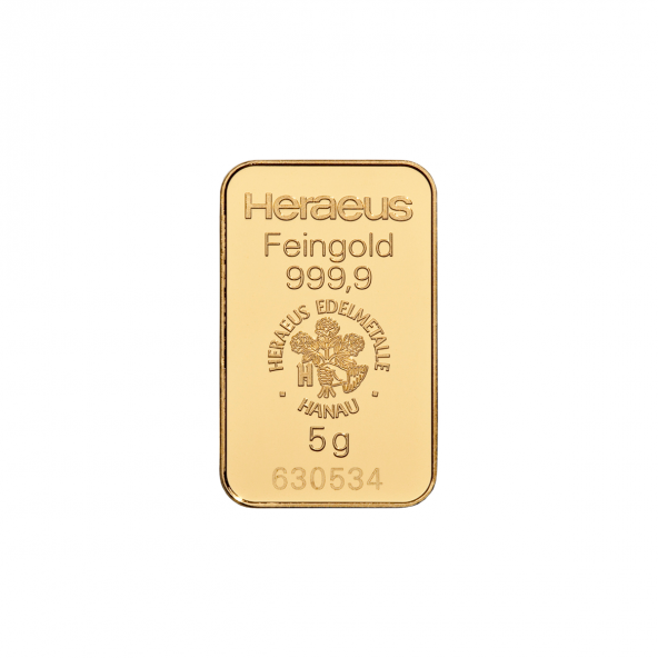 Investičná zlatá tehla 5 g razená Heraeus 87892005