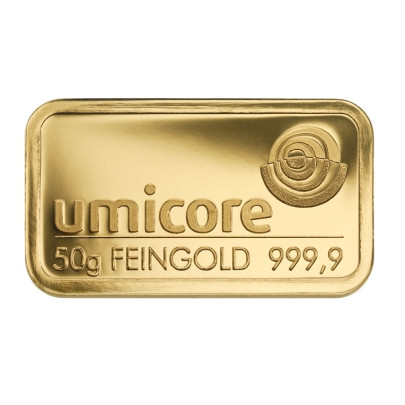 Investičná zlatá tehla 50 g  Umicore 60006 2