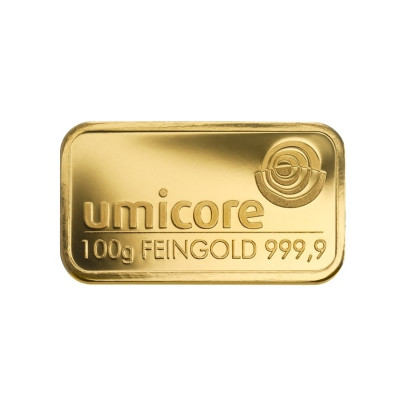 Investičná zlatá tehla 100 g  Umicore 60007 2