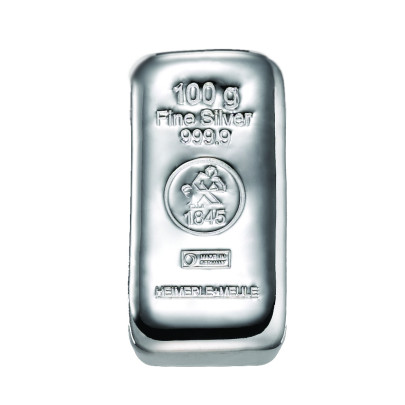 Investicna strieborna tehla 100 g liata Heimerle+Meule 81012750 2