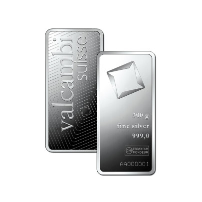 Investičná strieborná tehla 500 g razená Valcambi 80054 2