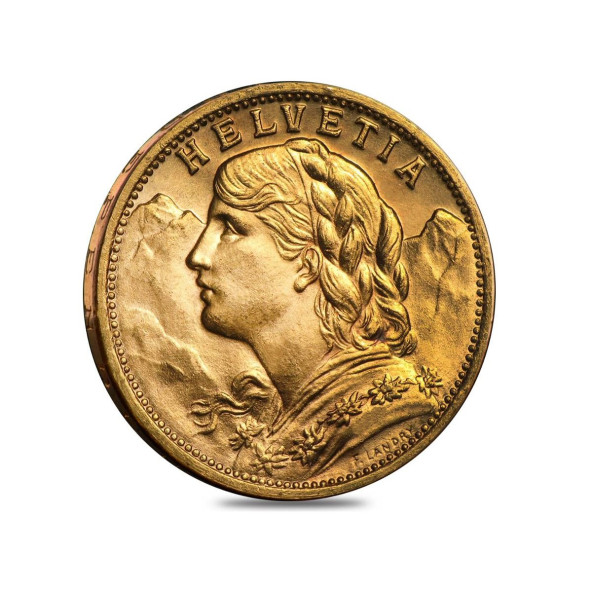 Investičná zlatá minca 5,8 g 20 Frank Helvetia Vreneli 1935 LB 31104444-35 (3)