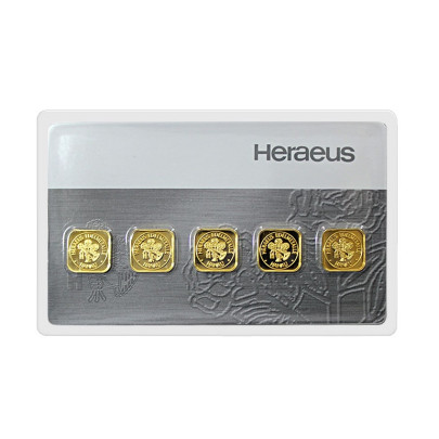 Investičná zlatá tehla 5 x 1 g MultiDisc Heraeus 2