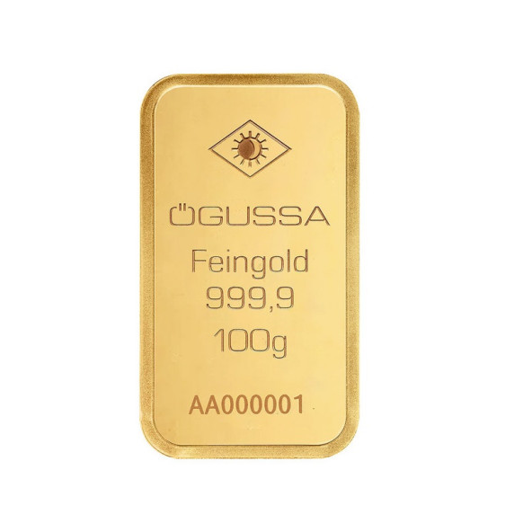Investičná zlatá tehla 100 g razená Ögussa 1000BPV0100OG