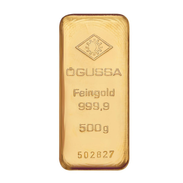 Investičná zlatá tehla 500 g liata Ögussa 1000BGV0500OG