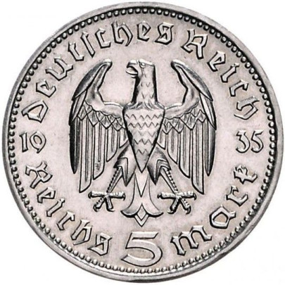 Strieborná minca 12,49 g 5 Reichs mark Paul Von Hindenburg AG000012 2
