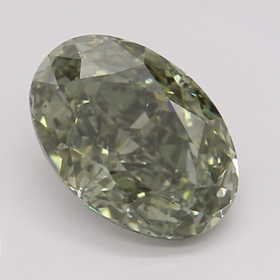 Farebný diamant ovál, fancy dark sivo-žltkasto zelená, GIA 4870110124 G9 2