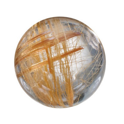 Quartz rutilovaný zlaté ihly okrúhly 7 mm 1,5ct Kabošon KRRKAARU-7 2