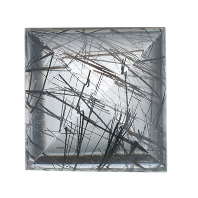 Quartz turmalinovaný čierne ihly štvorec 8 x 8 mm 4ct Kabošon KRPKAATU-8 2