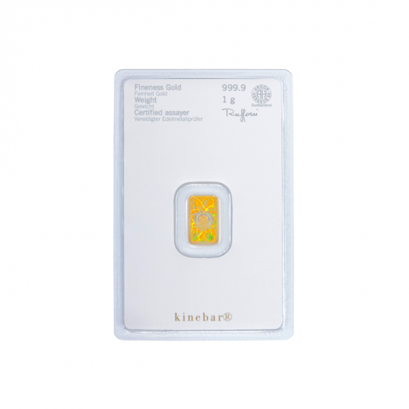 Investičná zlatá tehla 1 g razená Kinebar Heraeus 87892701 (3)