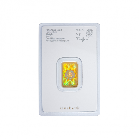 Investičná zlatá tehla 5 g razená Kinebar Heraeus 87892705 (3)