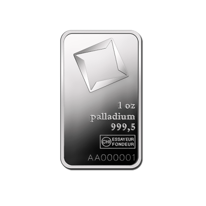 Investičná palladium tehla 1 oz razená Valcambi 80101