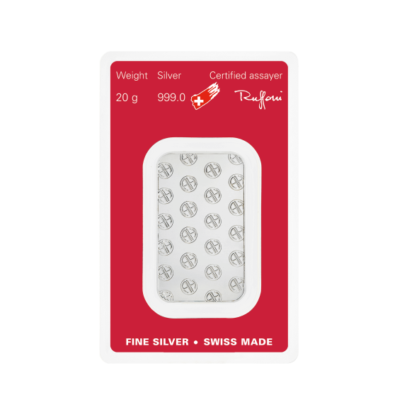 Investičná strieborná tehla 20 g razená Argor Heraeus 80002 (3)