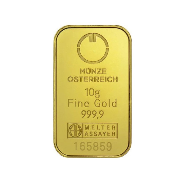 Investičná zlatá tehla 10 g razená Kinegram Münze Österreich 86100010