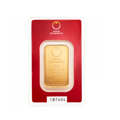 Investičná zlatá tehla 20 g razená Münze Österreich 86100020 2