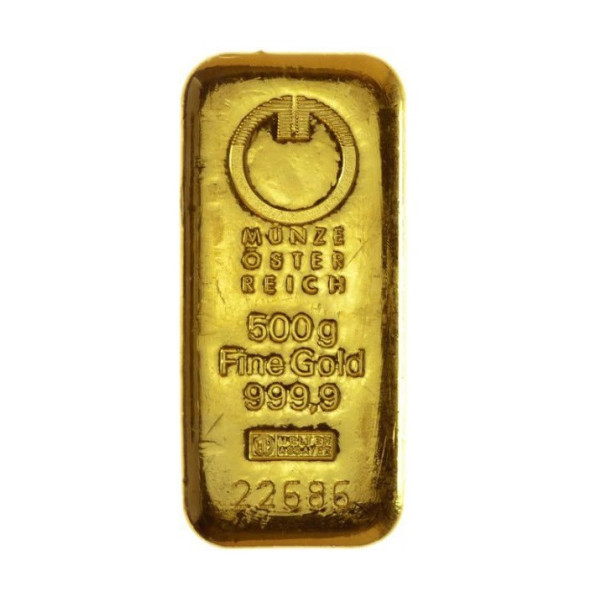 Investičná zlatá tehla 500 g liata Münze Österreich 86100500